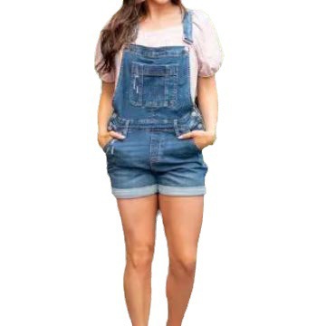 Fashion Pocket High Waist Shorts Denim Suspender Pants