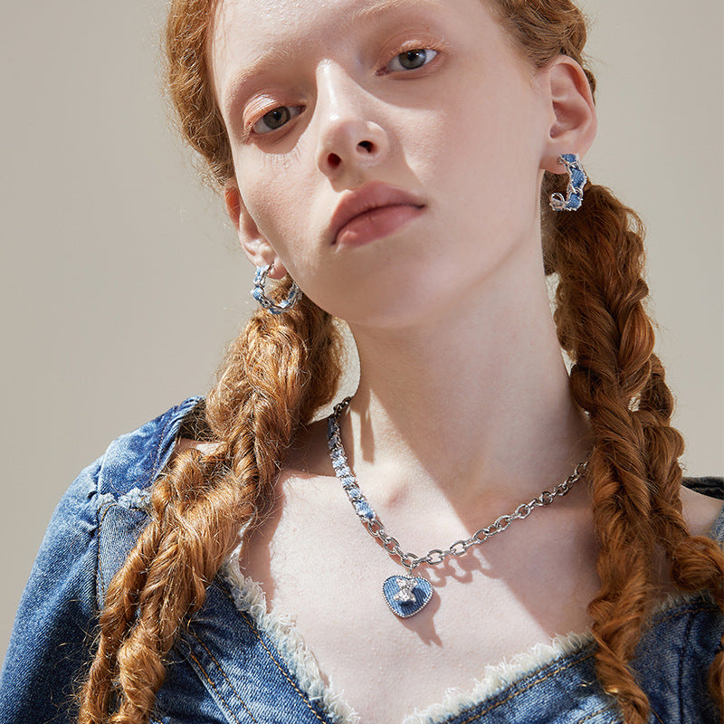 Retro C-Type Trendy Denim Stud Jewelry for Women