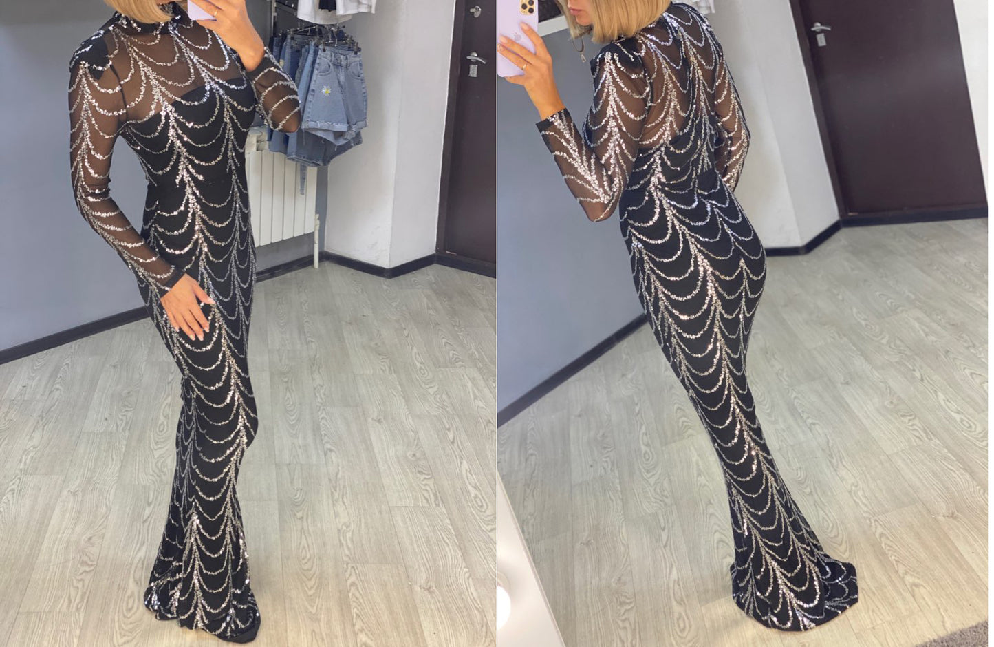 Sparkling Sequin Maxi Dress with Long Sleeves - Perfect for Parties and Special Occasions