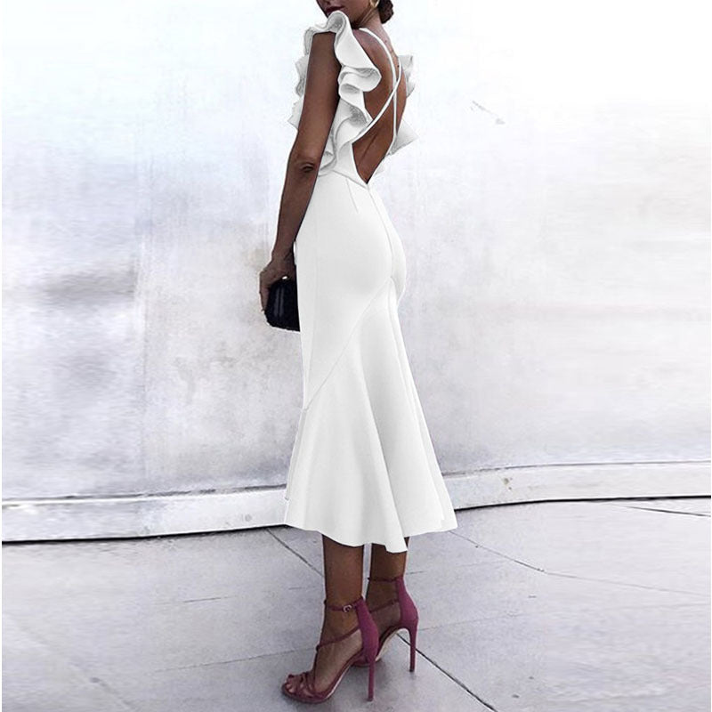 V-neck backless pencil skirt Dress