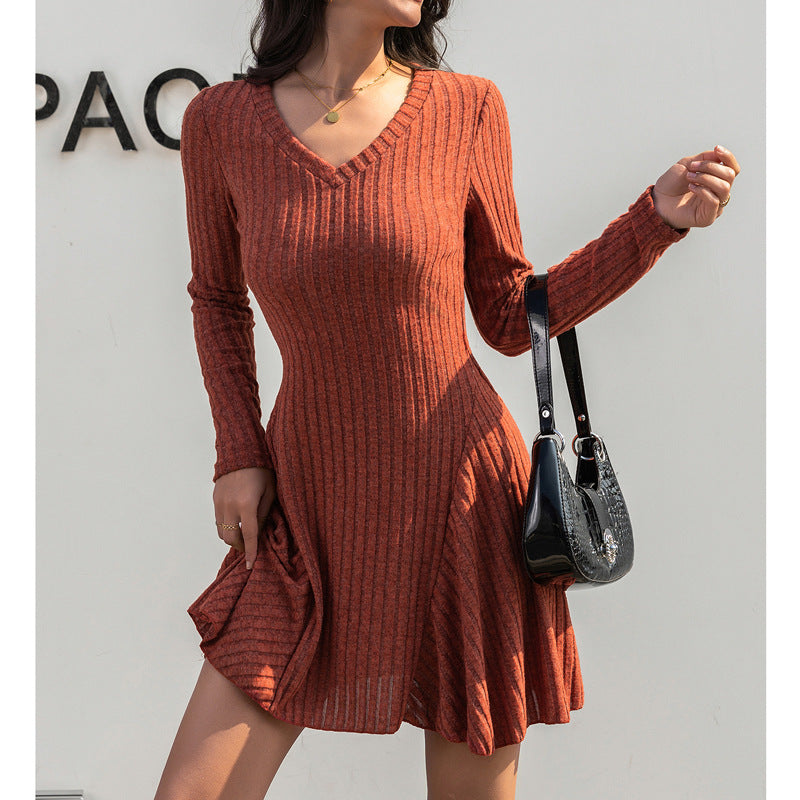 Long-sleeved Knitted Dress for Women