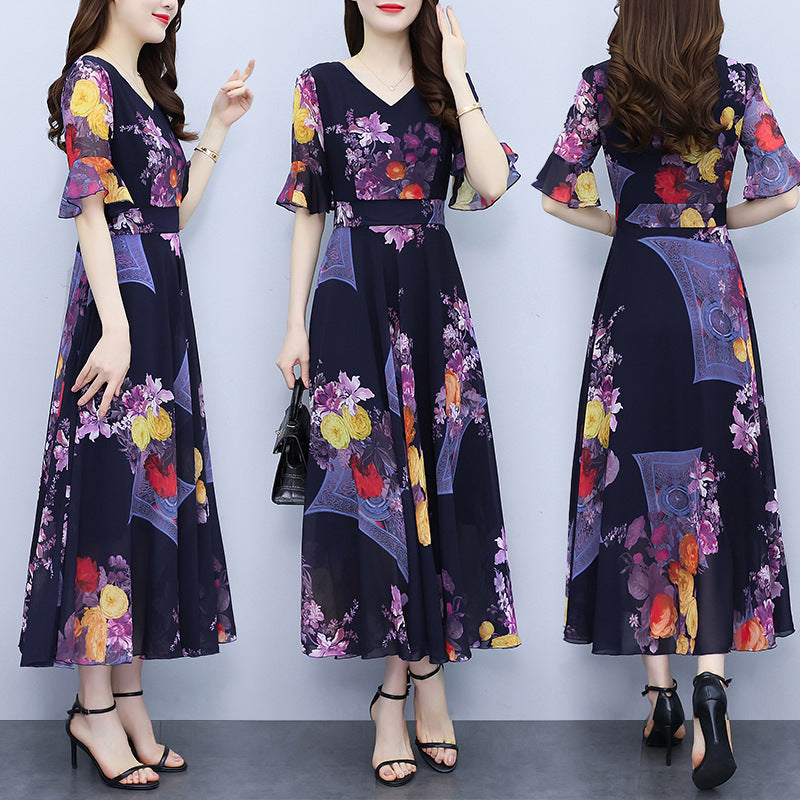 High Waist Short Sleeve Temperament Waist-tight Dress