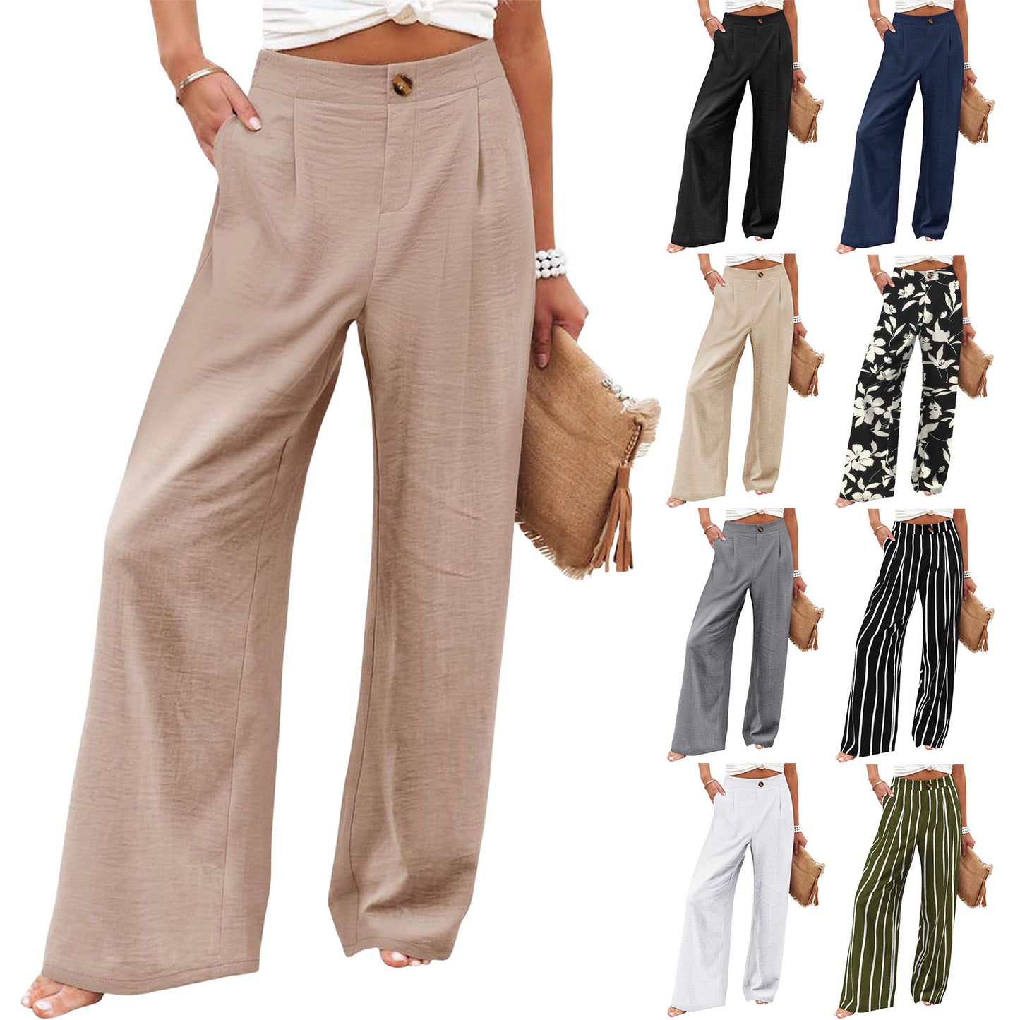 Stylish Women's Wide Leg Trousers with Elastic Waist