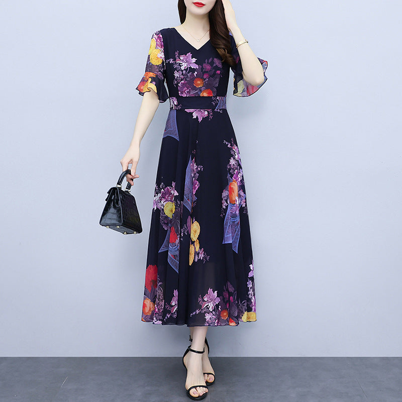 High Waist Short Sleeve Temperament Waist-tight Dress