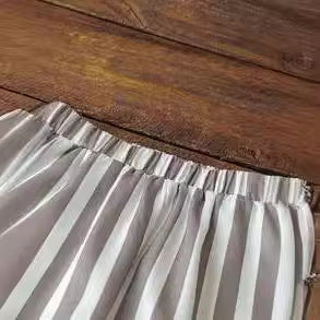 Women's Striped Casual Trousers featuring Decorative Buttons