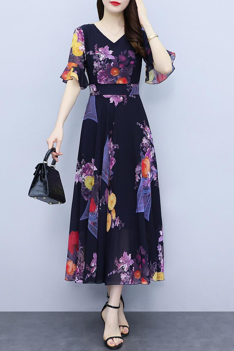 High Waist Short Sleeve Temperament Waist-tight Dress