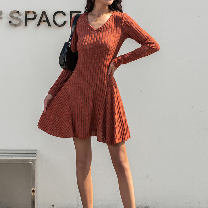 Long-sleeved Knitted Dress for Women