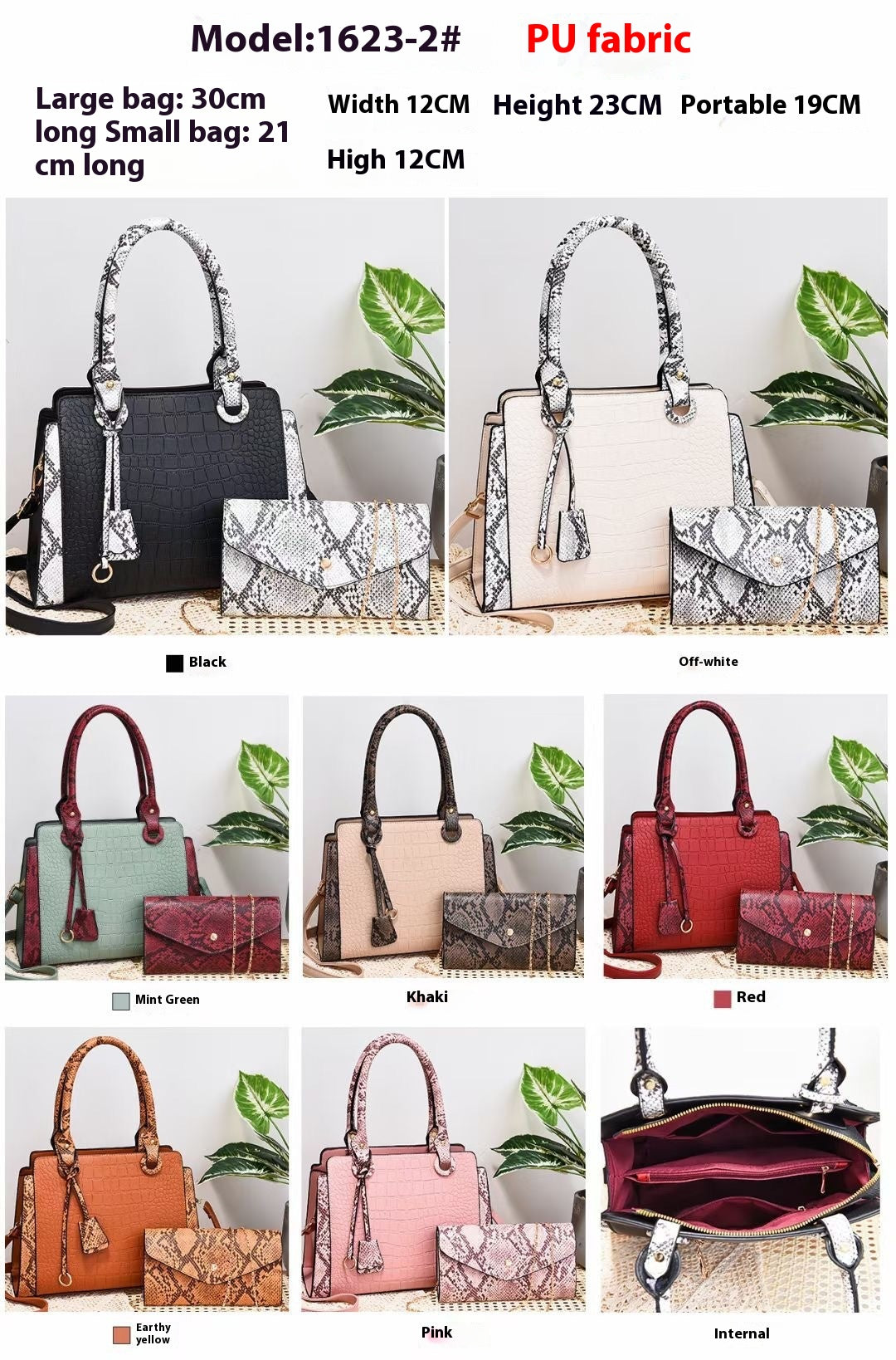 Stylish Serpentine Stitched Combination Bags