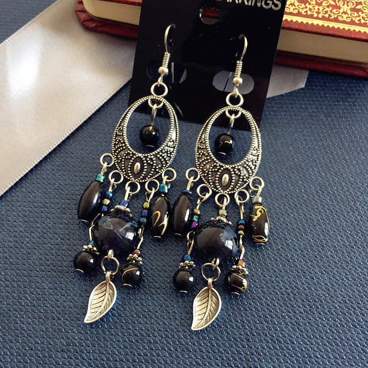 Bohemian Retro Ethnic Style Silver Earrings