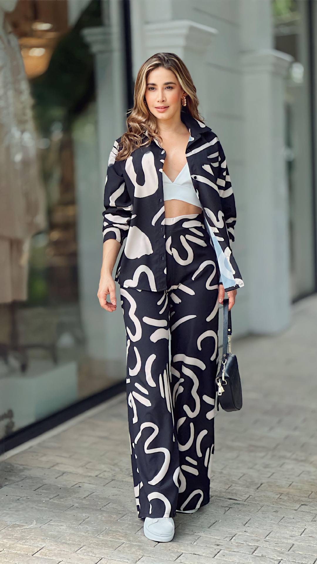 Stylish Long Sleeve Shirt and High Waist Trousers Fashion Suit
