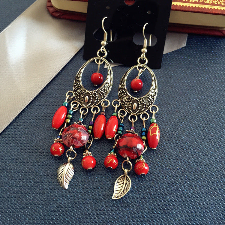 Bohemian Retro Ethnic Style Silver Earrings