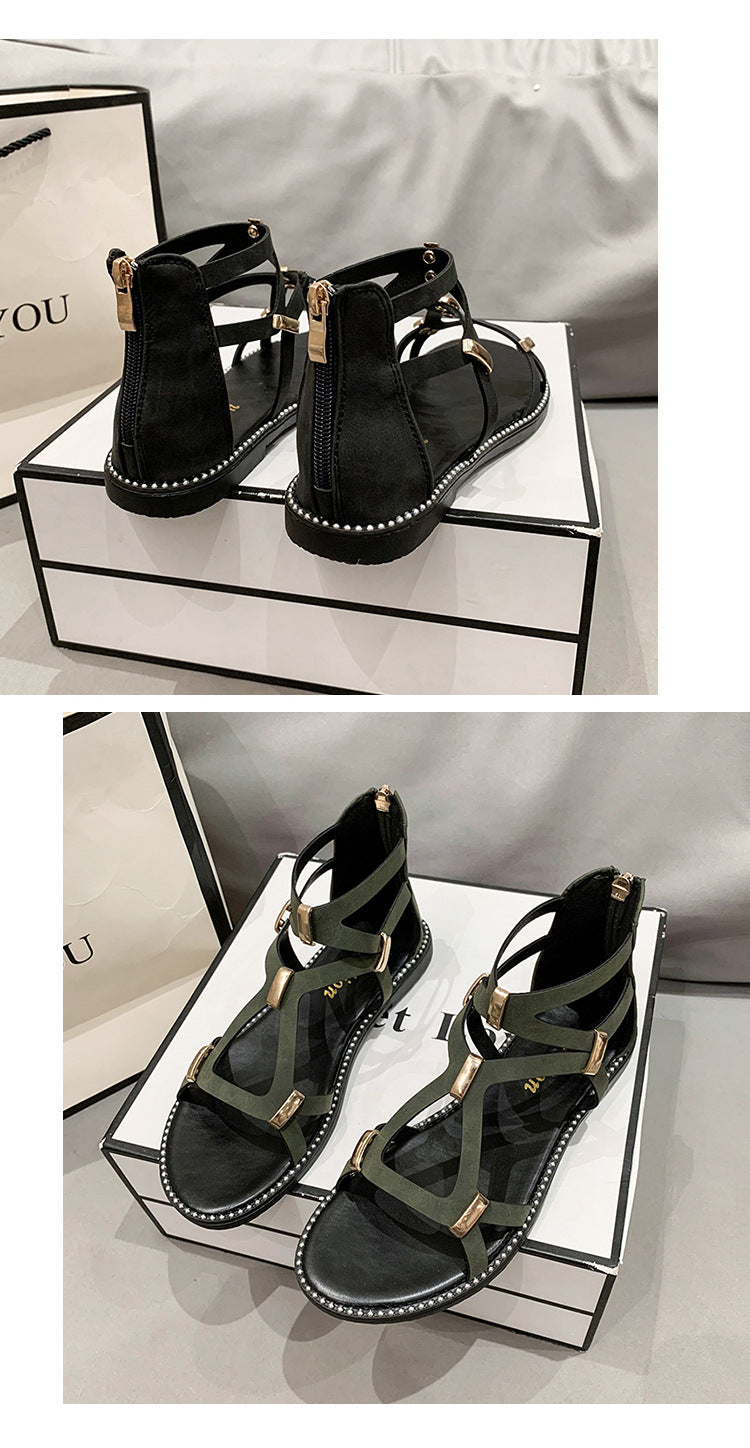 Women's Fashion Simple Zipper Roman Sandals