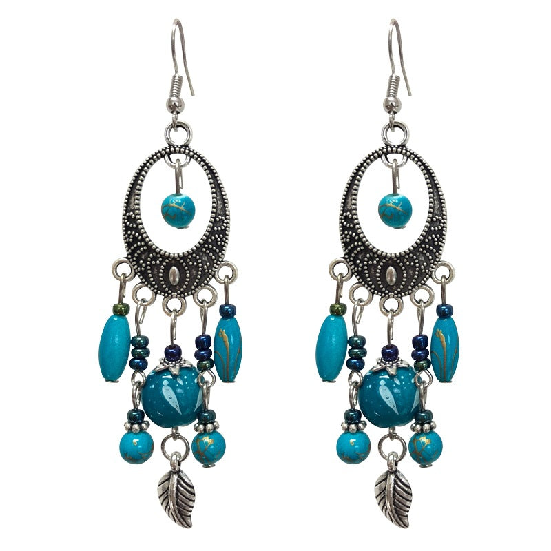 Bohemian Retro Ethnic Style Silver Earrings
