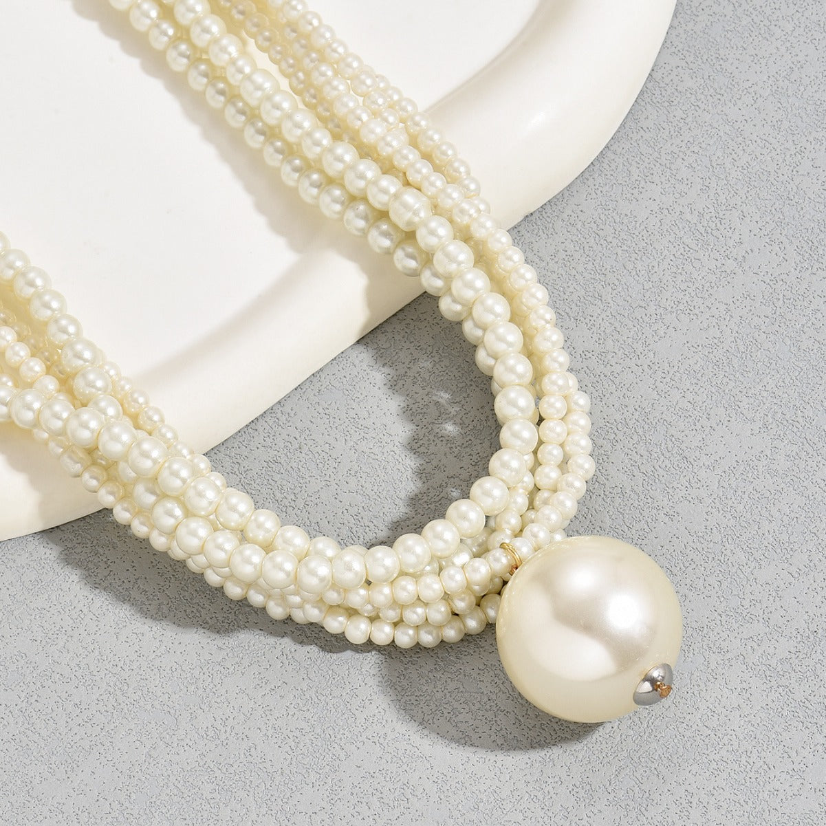 Fashion Multi-layer Necklace with Large Pearl Accent