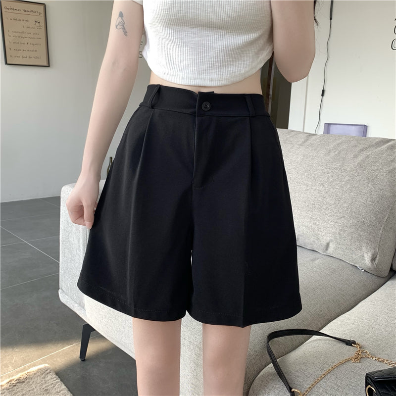 Women's Retro Straight Wide Leg High Waist Shorts