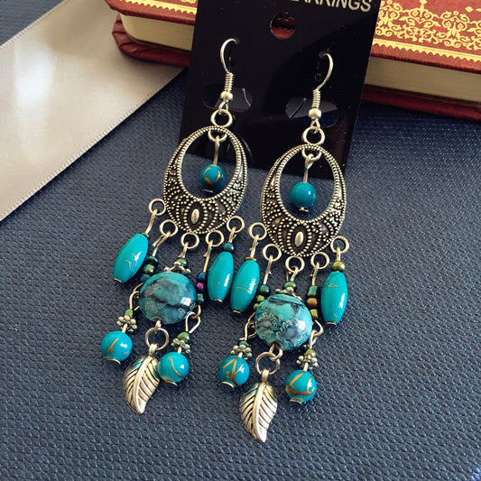 Bohemian Retro Ethnic Style Silver Earrings