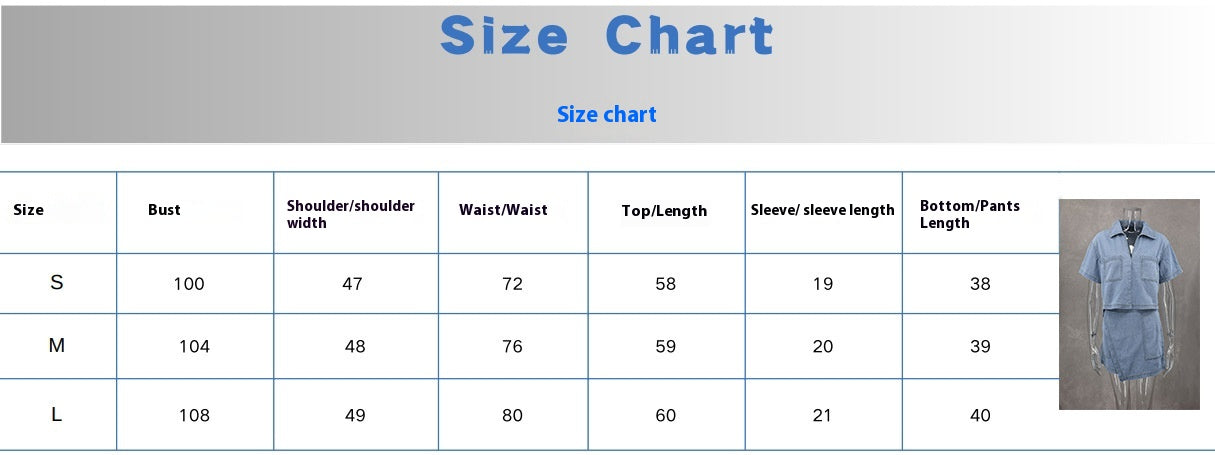 Women's Comfort And Casual Denim Short Sleeve Irregular Pantskirt Suit