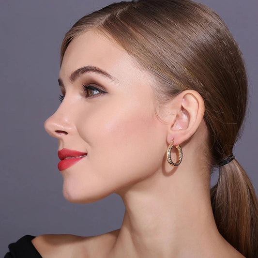 Elegant 18K Gold Original Design Women's Small Earrings