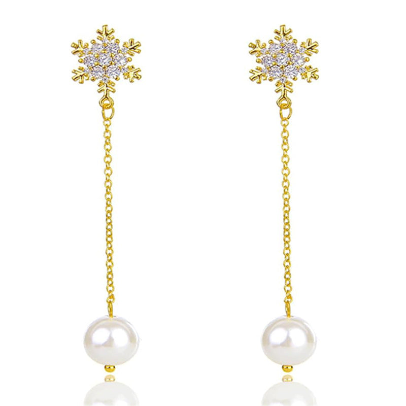 14K Gold-Plated Snowflake Zircon Earrings for Fashion-Savvy Women