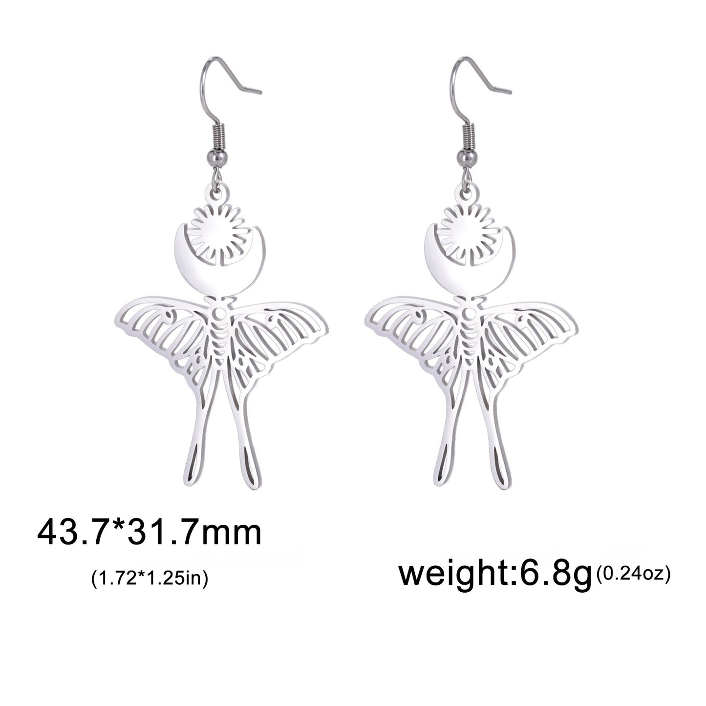 Moon Sun Butterfly Pendant Earrings For Women