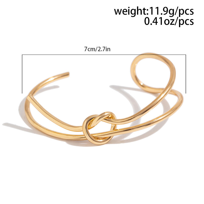 Design Double-layer Hollow Knot Open-ended Bracelet For Women