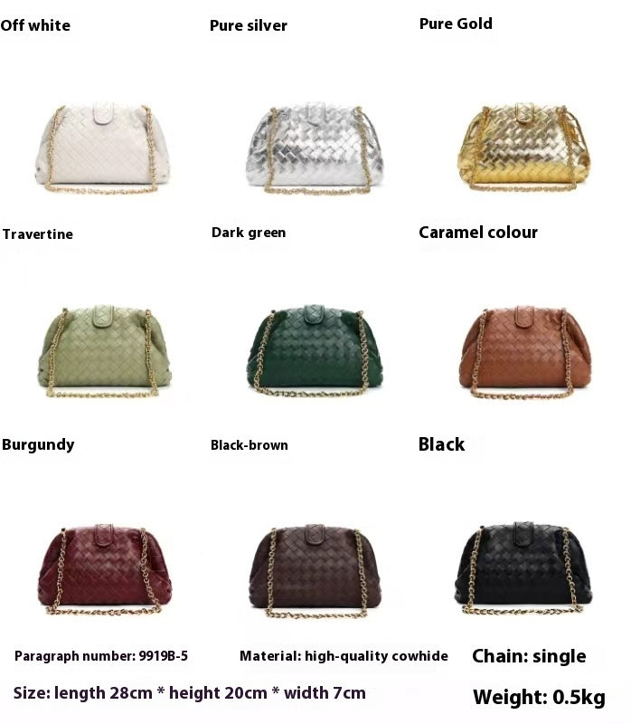Genuine Leather Woven Small Square Shoulder Messenger Bag