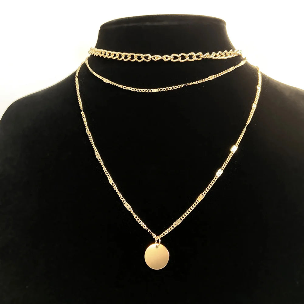 Vintage Gold Chain Necklace | Layered Women's Jewelry Pendant | Aesthetic Gifts