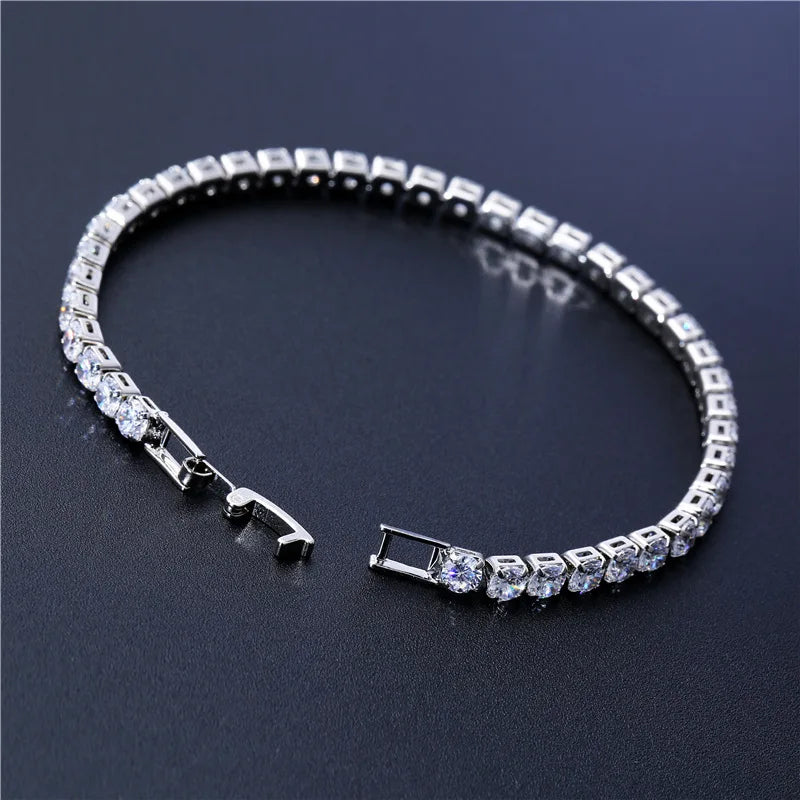 4mm Cubic Zirconia Tennis Bracelet | Iced Out Chain | Gold/Silver | Men's/Women's Bracelet | CZ Chain Jewelry