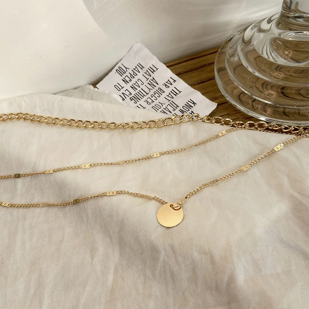 Vintage Gold Chain Necklace | Layered Women's Jewelry Pendant | Aesthetic Gifts