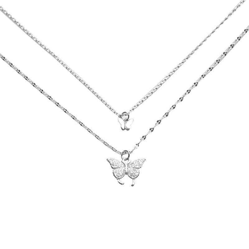 Fashion Jewelry Double Butterfly Necklace Gold Plated Butterfly Pendant Engagement Necklaces For Women