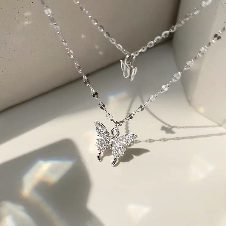 Fashion Jewelry Double Butterfly Necklace Gold Plated Butterfly Pendant Engagement Necklaces For Women