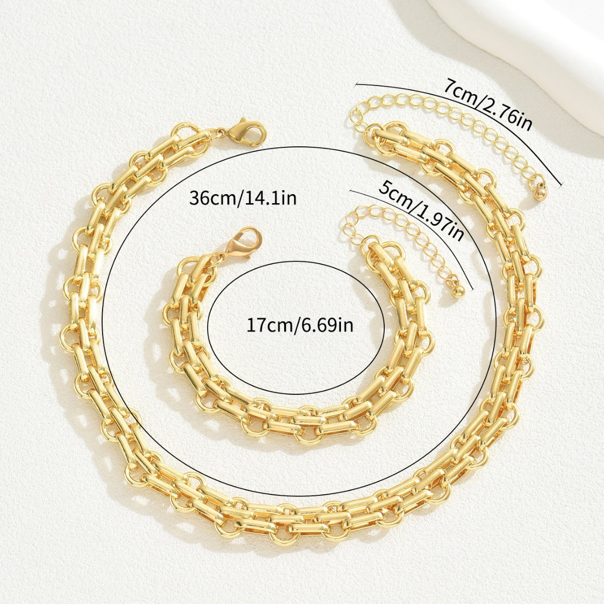 Exaggerated Design Sense Bracelet and Necklace Set for Women