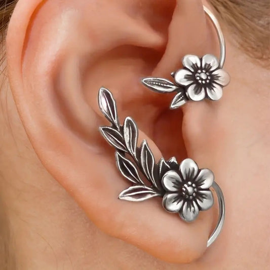 Chic Asymmetric Vintage Flower Ear Hook Earrings