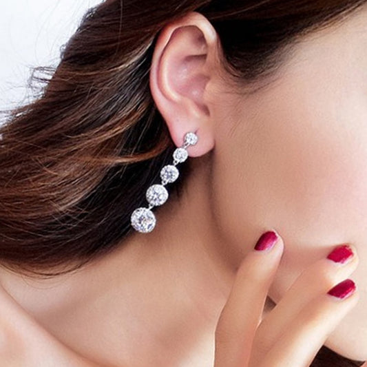 Zircon Tassel Earrings | Long and Elegant