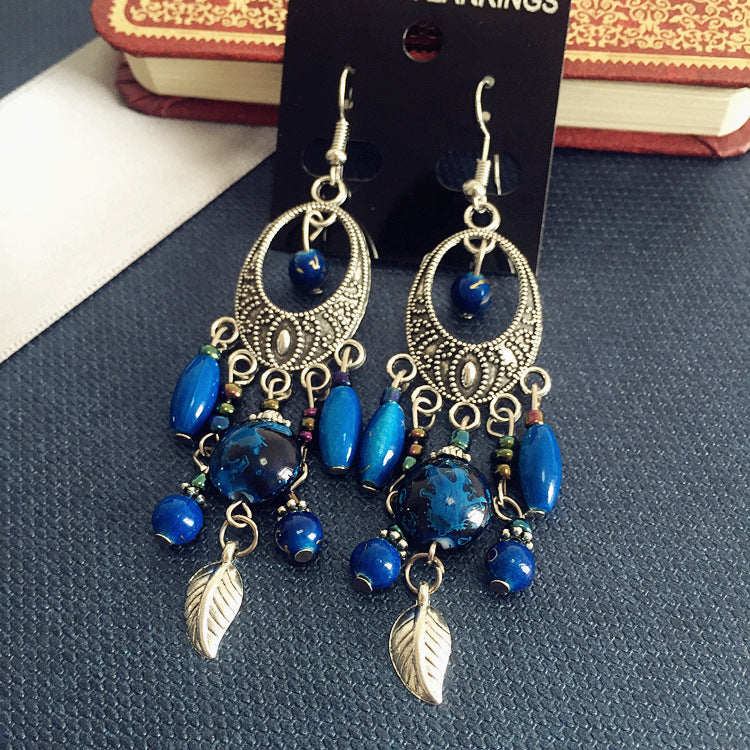 Bohemian Retro Ethnic Style Silver Earrings