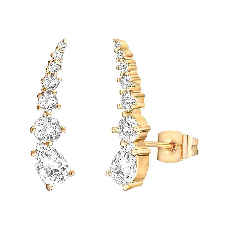 Elegant Square Crystal Zircon Earrings with 14K Gold Plating