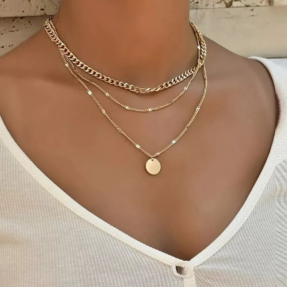 Vintage Gold Chain Necklace | Layered Women's Jewelry Pendant | Aesthetic Gifts