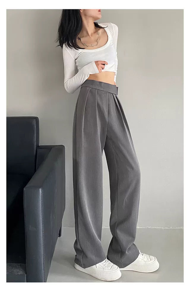 Chic and Versatile Solid Pleated Wide Leg Trousers