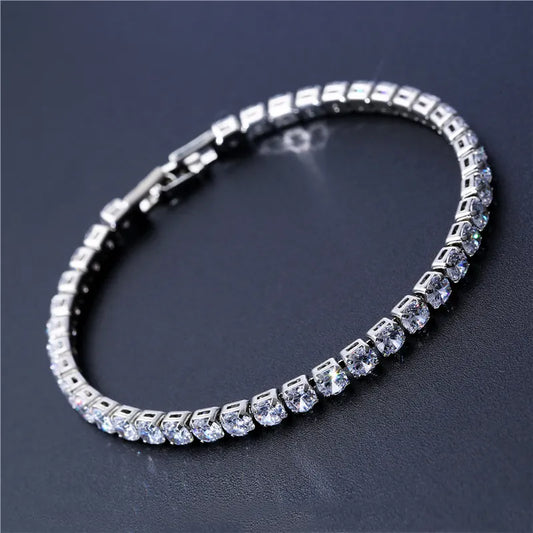 4mm Cubic Zirconia Tennis Bracelet | Iced Out Chain | Gold/Silver | Men's/Women's Bracelet | CZ Chain Jewelry