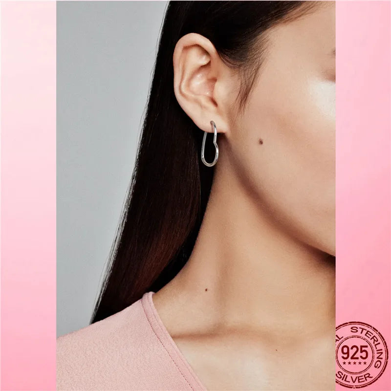 Fashionable Asymmetrical Heart Hoop Earrings | 925 Sterling Silver | Jewelry Gift for Women