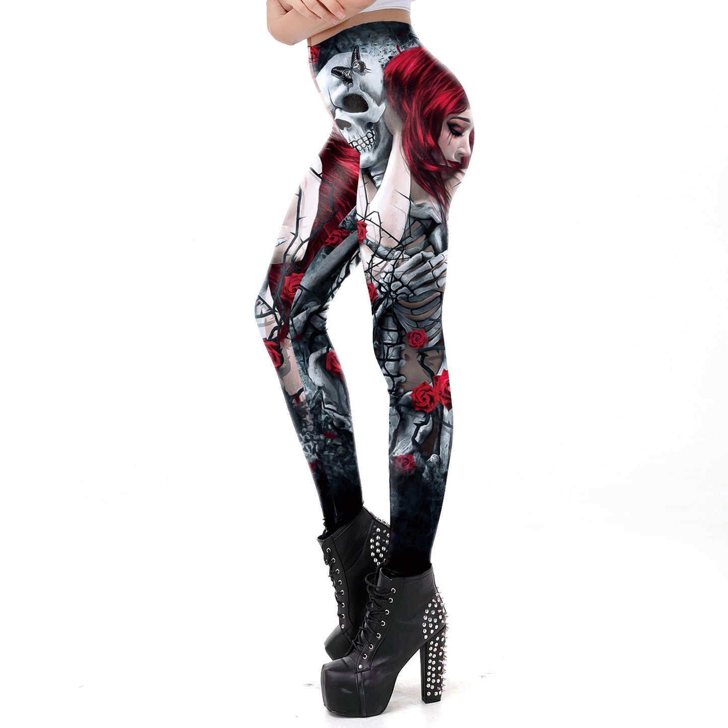 Printed Leggings for Women - Soft and Stretchy Gothic Pants in Retro Comic Cosplay Punk Print